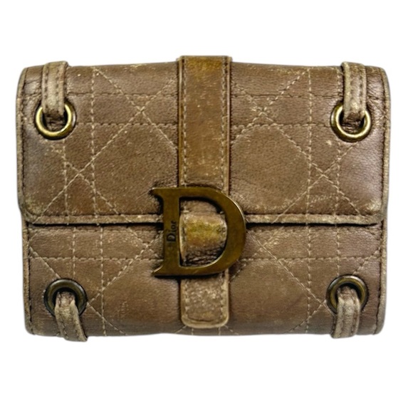 Dior Beige Leather Multiple Compartment Vintage wallet Unisex - Picture 1 of 16